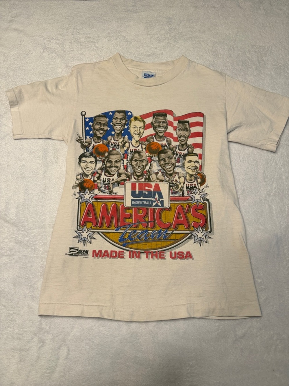 Vintage Dream Team NBA 1992 Gold medal USA T-shirt Salem Size Kids Small